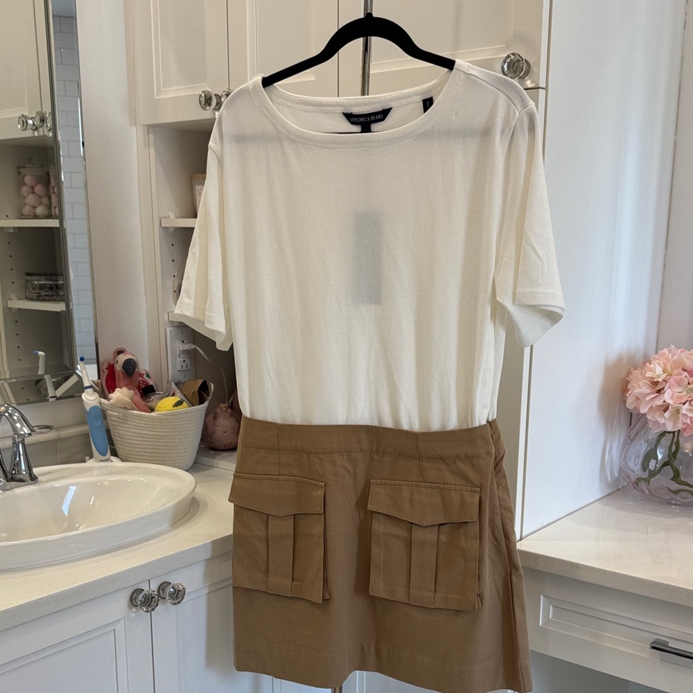 Veronica Beard White and Tan Dress - Picture 5 of 12